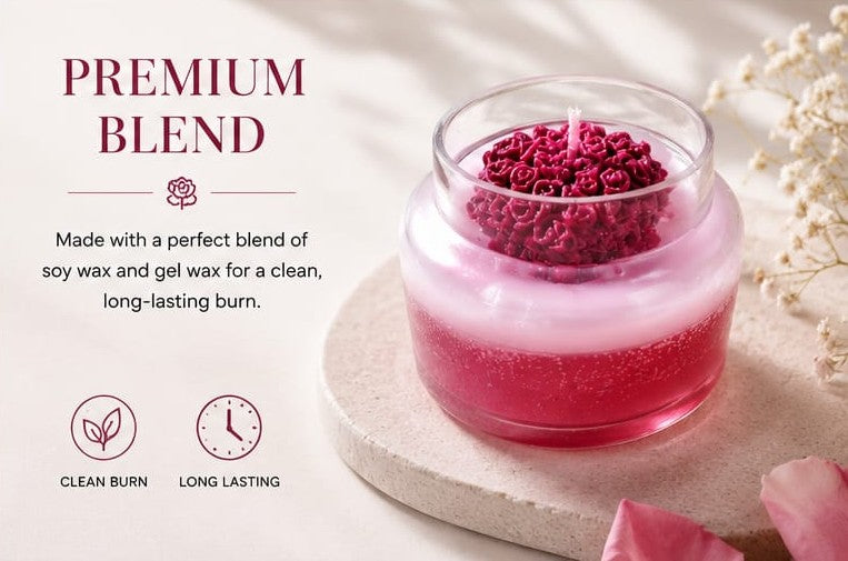 Heart Rose Candle