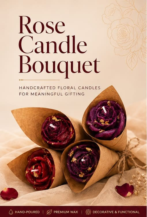 Rose Candle Bouquet (Pack of 4)