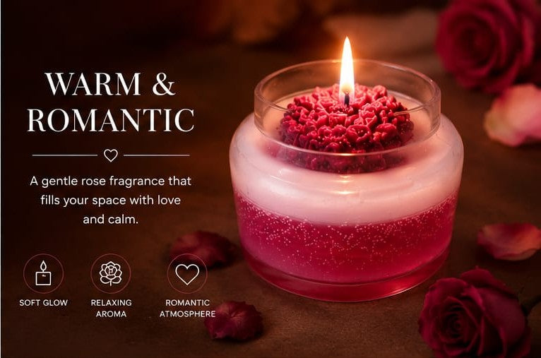 Heart Rose Candle